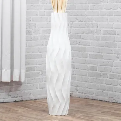 Produktbild von Leewadee Hohe Bodenvase 65 cm aus Mangoholz in weiß