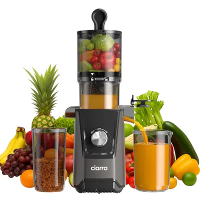 Produktbild von CIARRA Entsafter 200W, 108 mm Öffnung, 1,2 L Entsafter für Gemüse und Obst, Slow Juicer mit Doppelfilter, Elektrische Saftpresse VMSJ046-G