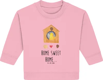 Produktbild von Mr. & Mrs. Panda Organic Baby Pullover Vogelhaus Home 6. - 12. Monat - Baumwolle Pink - Geschenk, Bullover, Vogel, Lustige Sprüche, Umzug, Haus, Sweet