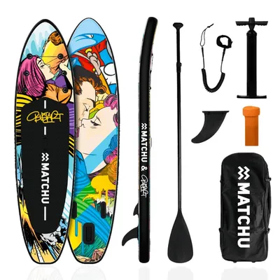 Produktbild von Matchu Sports Stand Up Paddle Board Art Bustart Aufblasbar 320x81x15 cm - Limited Edition SUP Board Set - Surfbrett - Paddle Surf Board mit Zubehör