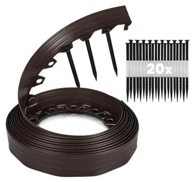 Image de Bordure de jardin en plastique flexible, 10 mètres, couleur marron