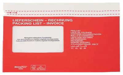 Obrázok produktu pre docuFIX® 2FHDP340233 Sprievodné papierové vrecká s potlačou dodacieho listu/faktúry - papier, C5, biela/červená, 500 ks