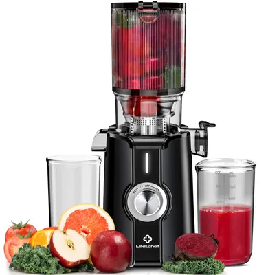 Image de Extracteur de jus lent - 200 W - Pour fruits et légumes entiers - Coupe automatique - Sans BPA - 11,5 cm - Prise européenne - Noir