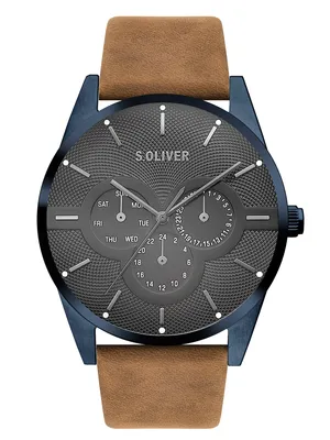 Produktbild von S.Oliver SO-3571-LM Herren-Armbanduhr, Edelstahl-Gehäuse, Leder-Armband