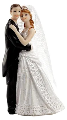 Produktbild von Hochzeitspaar II ca. 10,5 cm mit Schleier (2 Stück, Weiß)