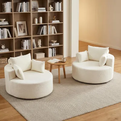Image de Fauteuil individuel en chenille, mousse, montage facile, fauteuil-lit pour le salon, beige