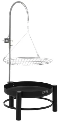 Obrázok produktu pre BBQ-Toro otočný gril s ohniskom a grilovacou plochou, priemer 61 cm, čierna farba, gril na drevené uhlie, ohnisko