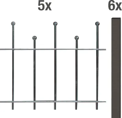 Produktbild von Alberts Zaunkomplett-Set Madrid, zum Aufschrauben, Höhe 49,5 cm, Länge 10 m, anthrazit-metallic