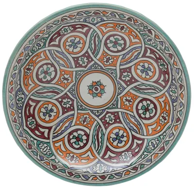 Produktbild von Marokkanische Keramikschale aus Fès – Flechtornament – Ø 35 cm