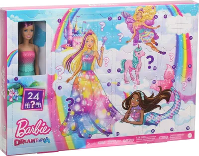 Produktbild von Barbie Dreamtopia Adventskalender 2020 mit Puppe (blond) und Puppen-Zubehör