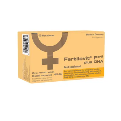 Image de Fertilovit For2 plus DHA 60 gélules – vitamines grossesse & allaitement, DHA oméga-3, fer, acide folique