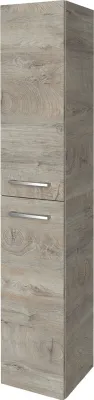 Produktbild von FACKELMANN Hochschrank B.STYLE / Badschrank mit gedämpften Scharnieren / Maße (B x H x T): ca. 30 x 162 x 31,6 cm / hochwertiger Schrank fürs Bad / Türanschlag Rechts / Korpus & Front: Grau