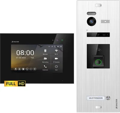 Produktbild von Balter EVO HD Video Türsprechanlage mit Fingerprint und RFID für 1 Familienhaus, 1x Monitore