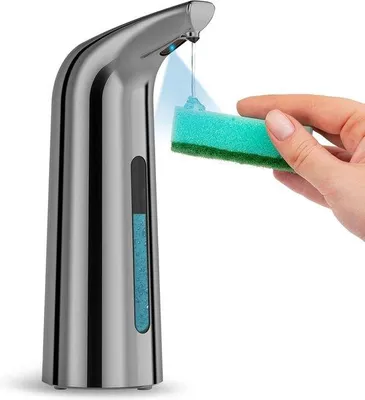 Image de Distributeur automatique de savon liquide de 400 ml avec capteur infrarouge pour la salle de bains et la cuisine - sans contact - gris