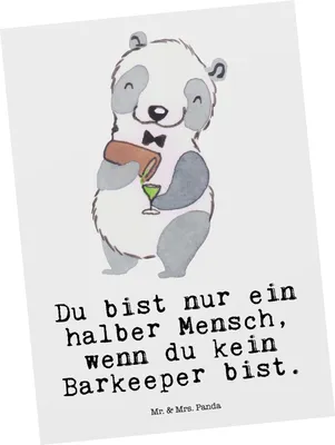 Produktbild von Mr. & Mrs. Panda Postkarte Barkeeper Herz - Weiß - Geschenk, Kurs, Postkarten, Grußkarte, Ausbildung, Ansichtskarten, Bartender, Fotokarte, Ansichtskarte