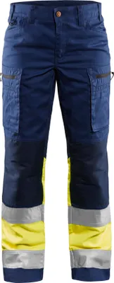Produktbild von Blakläder Damen High Vis Bundhose mit Stretch 7161 1811 in zwei Farben, Farbe:marineblau/gelb, Größe:D24