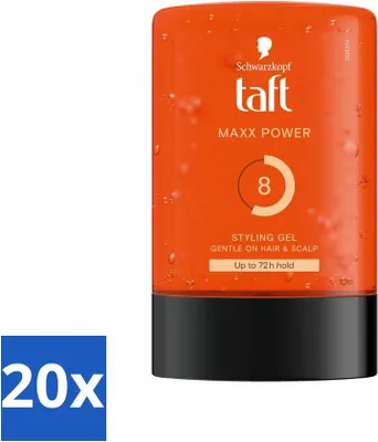 Zdjęcie produktu dla Taft - Maxx Power 8 - Żel do stylizacji włosów - Długotrwałe utrwalenie - 300 ml - Ekonomiczne opakowanie - 20 sztuk