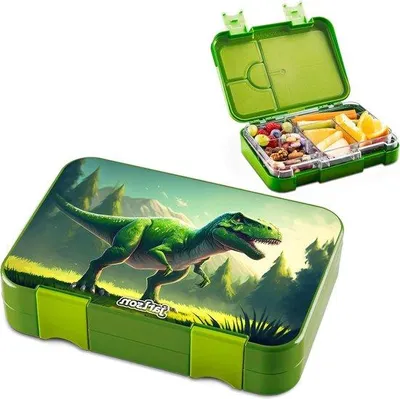 Produktbild von Famanu Lunchbox für Kinder mit Fächern - Bento Box auslaufsicher für Kindergarten und Schule (Dinosaurier)