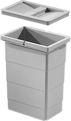 Image de Hailo Seau intérieur 1075959 avec couvercle gris clair 8 L 226 x 156 x 295 mm