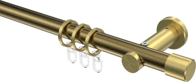 Produktbild von Interdeco Gardinenstange / Vorhangstange Messing Antik / Messing-Optik, Typ Platon Santo (Kappe), 20 mm Ø 1-läufig, 480 cm