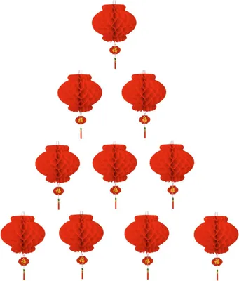 Immagine prodotto di Lanterne cinesi, decorazioni per il Capodanno cinese, set da 10 (15 cm) per ristoranti e feste