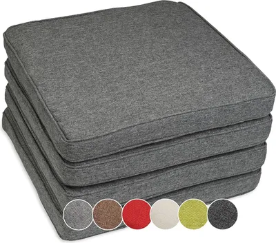 Produktbild von sunnypillow 4er Set Stuhlkissen wasserdicht UV-lichtecht 50 x 50 x 5cm | Polsterauflage Auflage für Stühle / Bänke | Sitzkissen Stuhlauflage für Haus und Garten | Indoor / Outdoor | Anthrazit
