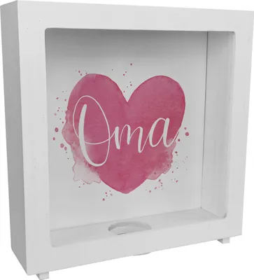 Produktbild von Oma-Herz Rahmen Spardose aus Holz mit Spruch Oma