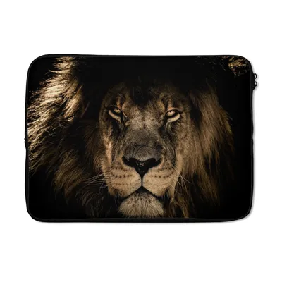 Produktbild von MuchoWow® Laptop Hülle 14 ZollLöwe - Tiere - Schwarz - Porträt Laptoptasche - Laptoptasche - Stoßsicher - Schutzhaube