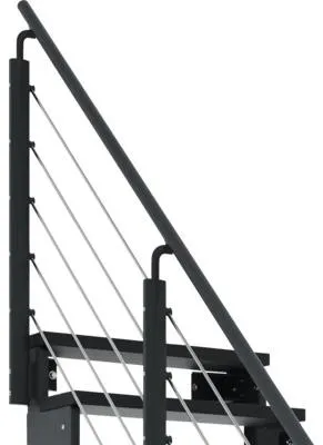 Produktbild von Pertura Aussentreppe Tallis 100 cm 2 Steigungen schwarz mit Geländer