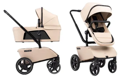Produktbild von The Jiffle Wagon 2 Clay – 3-in-1 Kinderwagen, Mitfahrbrett & Bollerwagen, ab Geburt, All-Terrain, 57 kg Traglast, kompakt faltbar