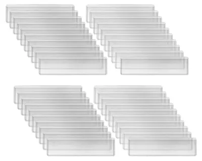 Produktbild von 40 Stück Kategorieetiketten, transparent, verformungssicher, wasserdicht, biegsam, wiederverwendbar, Regaletikettenhalter, Heimversorgung