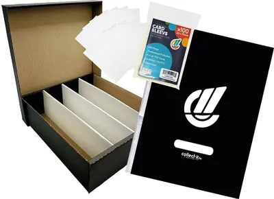 Produktbild von Starter-Bundle Black Edition - Riesen Deck-Box - Aufbewahrung für 4000 Karten + 10 Kartentrenner (kompatibel mit Magic / Pokemon / YuGiOh Karten) + 100 collect-it Hüllen + Sammelmappe