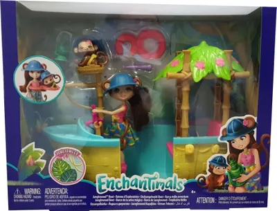 Zdjęcie produktu dla Mattel Enchantimals GFN58 Łódź Jungle Forest z małpką i akcesoriami