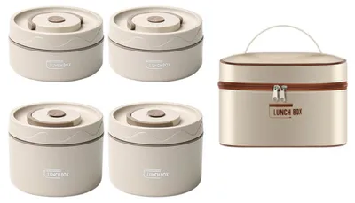 Produktbild von Bento-Box aus Edelstahl für Erwachsene, 4 separate, stapelbare Lunchboxen für Kinder, Männer und Frauen