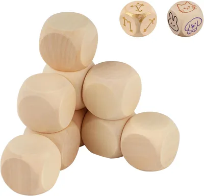 Obrázok produktu pre 60 drevených kociek, prázdne kocky, 20 x 20 x 20 mm, prázdne kocky, vhodné na vlastné označenie, popisovateľné kocky, nedrené drevo