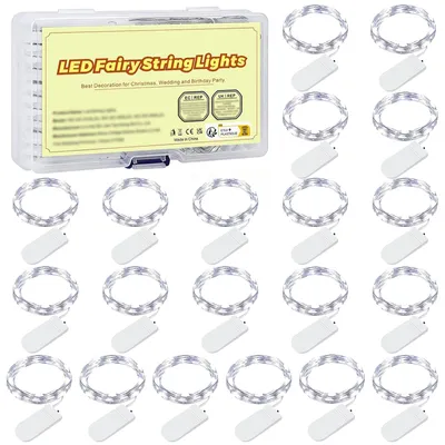 Lichterkette 20er Set, 1 m, 10 LEDs, kaltweiß, Kupferdraht