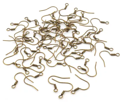 Produktbild von Vintageparts 60 Ohrhaken antik Bronze, Fischerhaken Vintage Metalllegierung