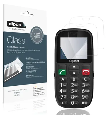 Produktbild von 2x Schutzfolie für Gigaset GL395 - Anti-Shock 9H Folie dipos Glass Kunststoffglas