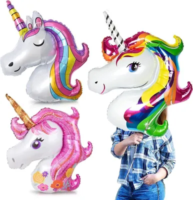 Produktbild von 3 Einhorn Folienballons XXL für Hochzeit Geburtstag Deko
