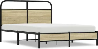 Image de vidaXL Cadre de lit sans matelas 140x190 cm Chêne Sonoma Matériau dérivé du bois
