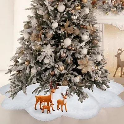 Productafbeelding van Kerstboomrok - Boomtapijt - Kerstversiering - Imitatiebont - 78 cm - Wit