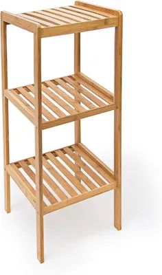 Zdjęcie produktu dla Półka bambusowa do łazienki - 3 półki - 79 x 33 x 33 cm - Do kuchni lub łazienki - Elegancka - Naturalna