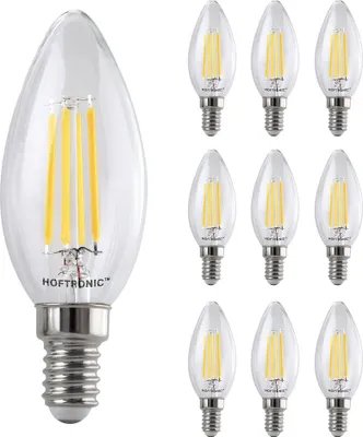 Produktbild von hoftronic LED Filamentlampe E14 4W 470lm 2700K C37 10er Set