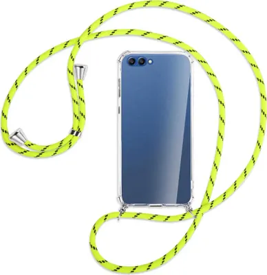 Produktbild von Handykette Backcover-Schutzhülle mit Band (Metall silberfarben) für Honor 10 - neongelb