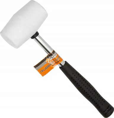 Produktbild von Gummihammer Polax 225 g – Metallgriff, weißer 40 mm Kopf, ideal für Handwerker, Werkstatt und Montagearbeiten