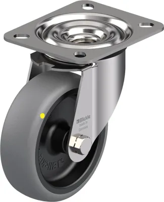Produktbild von 100-mm-Edelstahl-Lenkrolle mit grauem, elektrisch leitfähigem Thermoplas