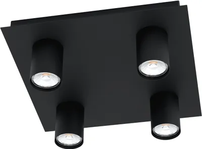 Produktbild von EGLO LED Deckenleuchte Valcasotto, Deckenlampe minimalistisch, Deckenstrahler aus Metall, Wohnzimmerlampe in Schwarz, LED Spots warmweiß, GU10, 32 cm