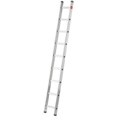 Produktbild von Hailo S60 ProfiStep UNO Anlegeleiter - Leiter 9 Sprossen - Alu Sprossenleiter mit 2 Tatzenfüßen - belastbar bis 150kg - Aluminium Leiter  Germany - Sprossen Anlegeleiter rostfrei - Silber