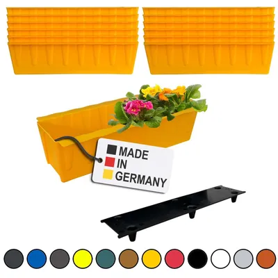 Produktbild von BURI 12 Euro-Paletten Blumenkästen-Einsätze inkl. Bewässerungsmatte | 37,3cm Gelb | Pflanzkasten für Europalette Palette | Balkonkasten | Blumentopf | aus stabilen Kunststoff | Germany