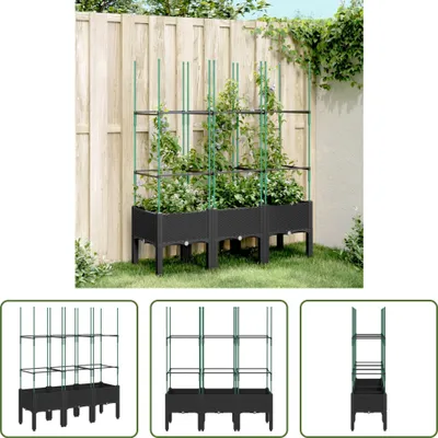 Produktbild von The Living Store Pflanzkübel mit Rankgitter Schwarz 120x40x142,5 cm PP